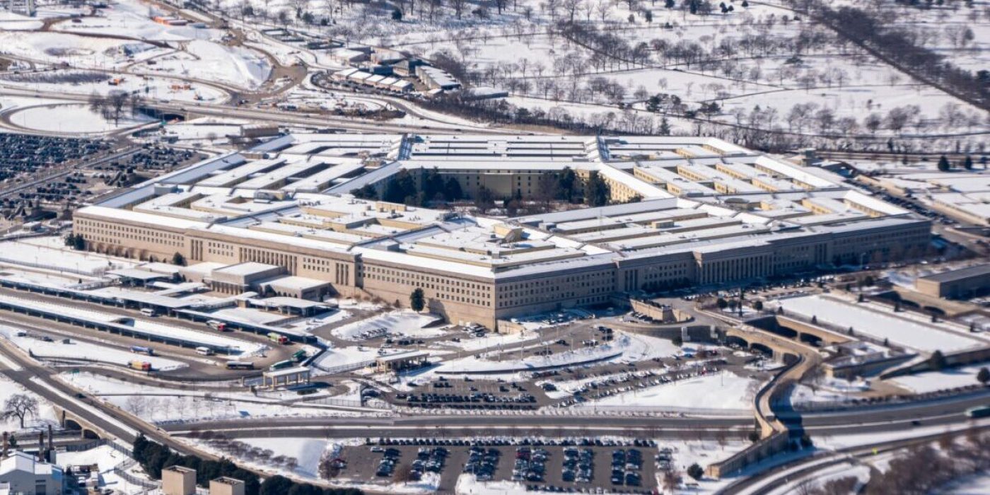 The Pentagon, the headquarters building of the United States Department of Defense, in Arlington County, seen covered in snow.

Pictured: 
Ref: BLU_S9581040 030226 NON-EXCLUSIVE
Picture by: Jen Golbeck/SOPA Images / Shutterstock

Shutterstock
USA: 1 646 419 4452
UK: 020 8068 3593
eamteam@shutterstock.com

Portugal Rights, Denmark Rights, Poland Rights, Sweden Rights, Romania Rights, Ireland Rights, Finland Rights, Switzerland Rights, Czech Republic Rights, Austria Rights, Netherlands Rights, Greece Rights, Italy Rights, Norway Rights, United Kingdom Rights, France Rights, Hungary Rights, Germany Rights, United States Rights, Croatia Rights, Ukraine Rights, Belgium Rights, Spain Rights
